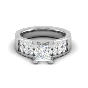 0.50cts. Princess Cut Solitaire Split Shank Platinum Engagement Ring JL PT EN7078WG