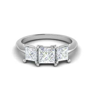 0.50cts. Princess Cut Solitaire with Diamond Platinum Ring JL PT R3 RD 131