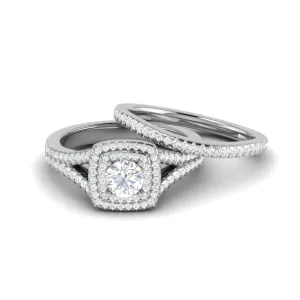 0.50cts Solitaire Double Halo Diamond Split Shank Platinum Ring JL PT RV RD 145