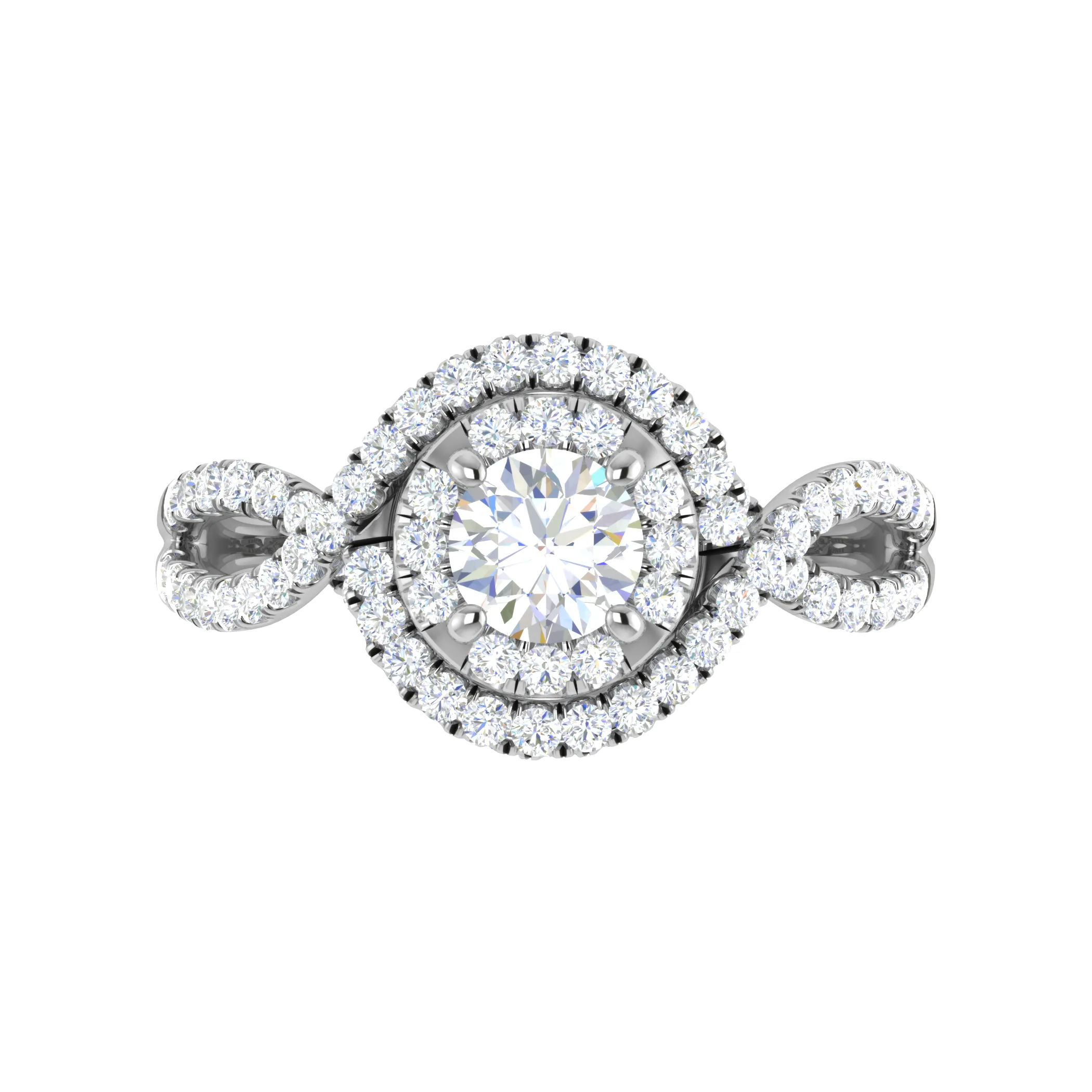 0.50cts Solitaire Double Halo Diamond Twisted Shank Platinum Ring JL PT WB5922E