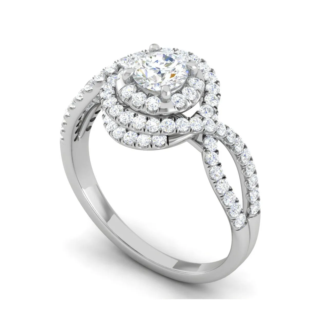 0.50cts Solitaire Double Halo Diamond Twisted Shank Platinum Ring JL PT WB5922E