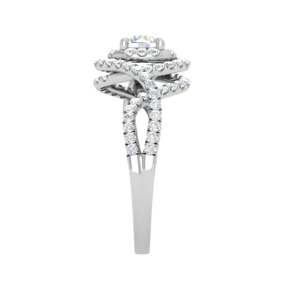 0.50cts Solitaire Double Halo Diamond Twisted Shank Platinum Ring JL PT WB5922E