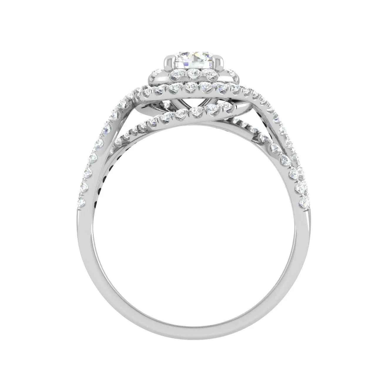 0.50cts Solitaire Double Halo Diamond Twisted Shank Platinum Ring JL PT WB5922E