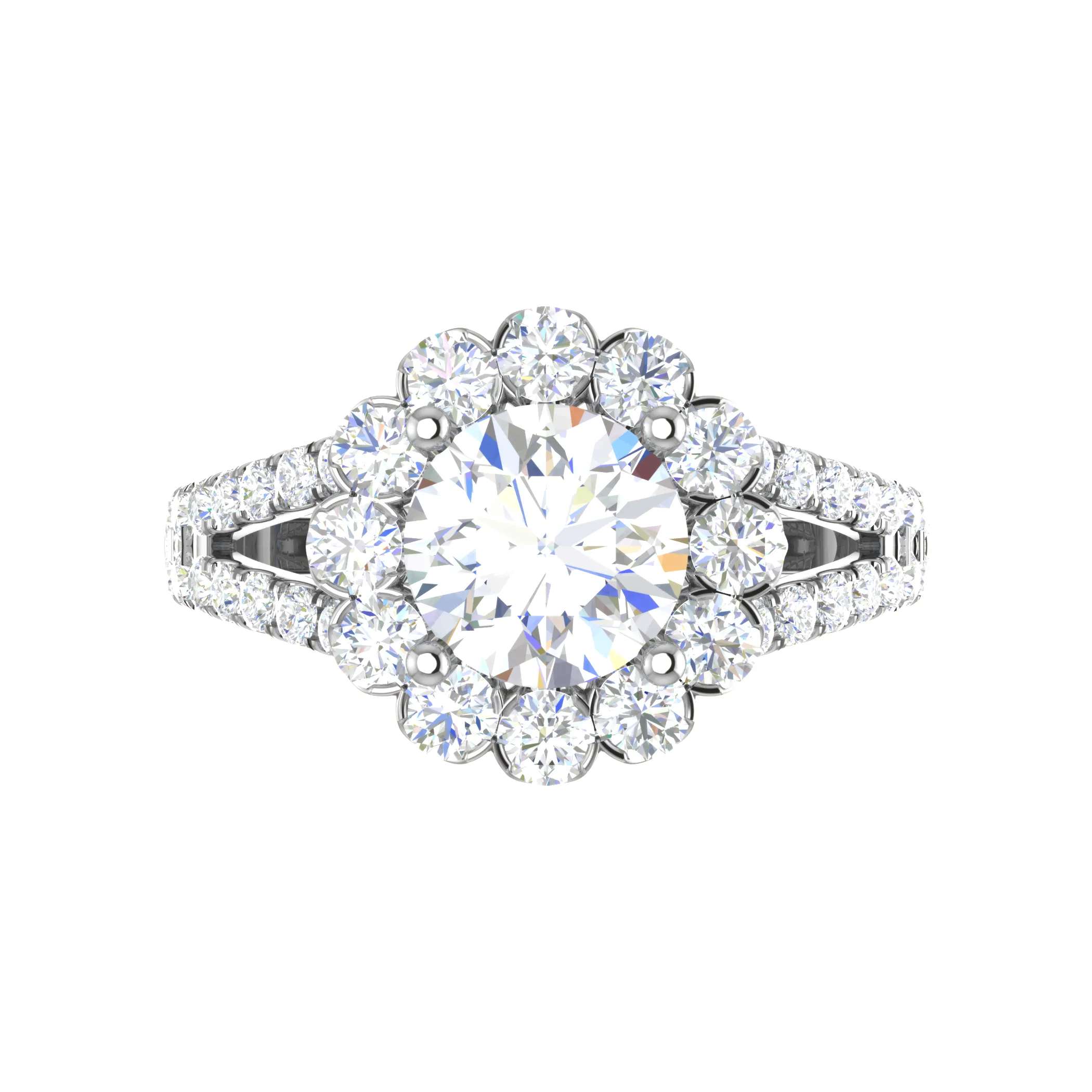 0.50cts Solitaire Halo Diamond Split Shank Platinum Ring JL PT WB5798E