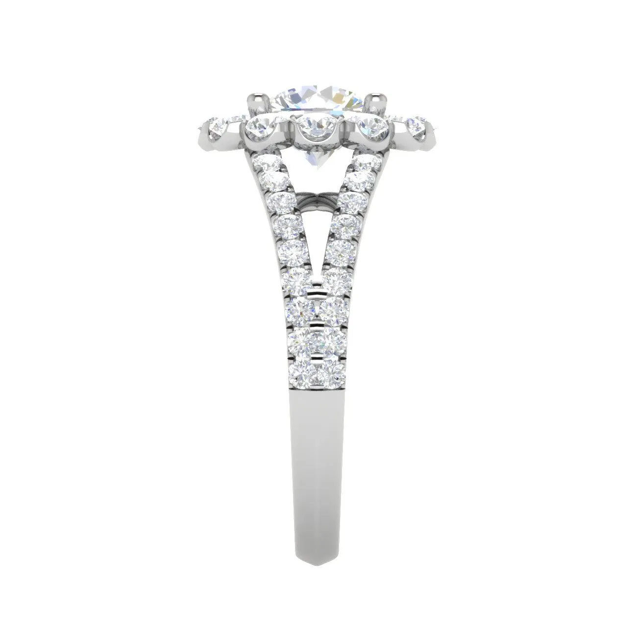 0.50cts Solitaire Halo Diamond Split Shank Platinum Ring JL PT WB5798E