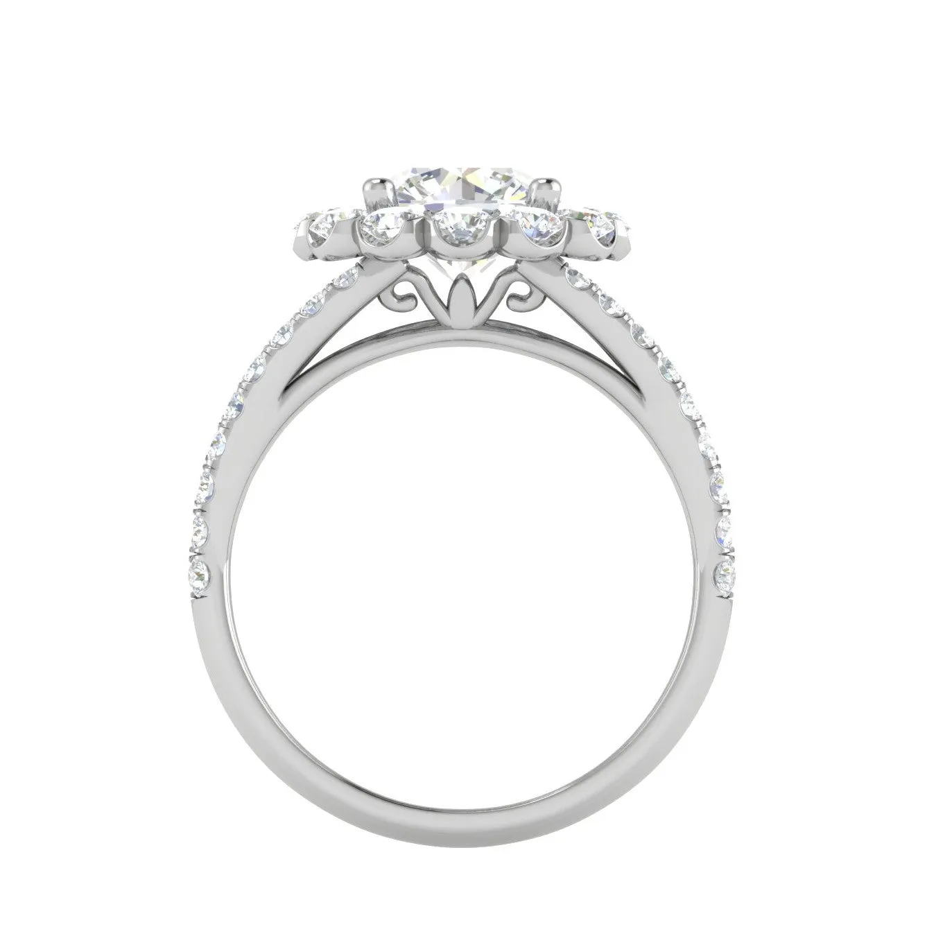 0.50cts Solitaire Halo Diamond Split Shank Platinum Ring JL PT WB5798E