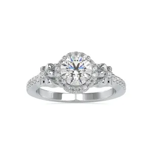 0.50cts. Solitaire Platinum Halo Diamond Shank Engagement Ring JL PT 0047-A