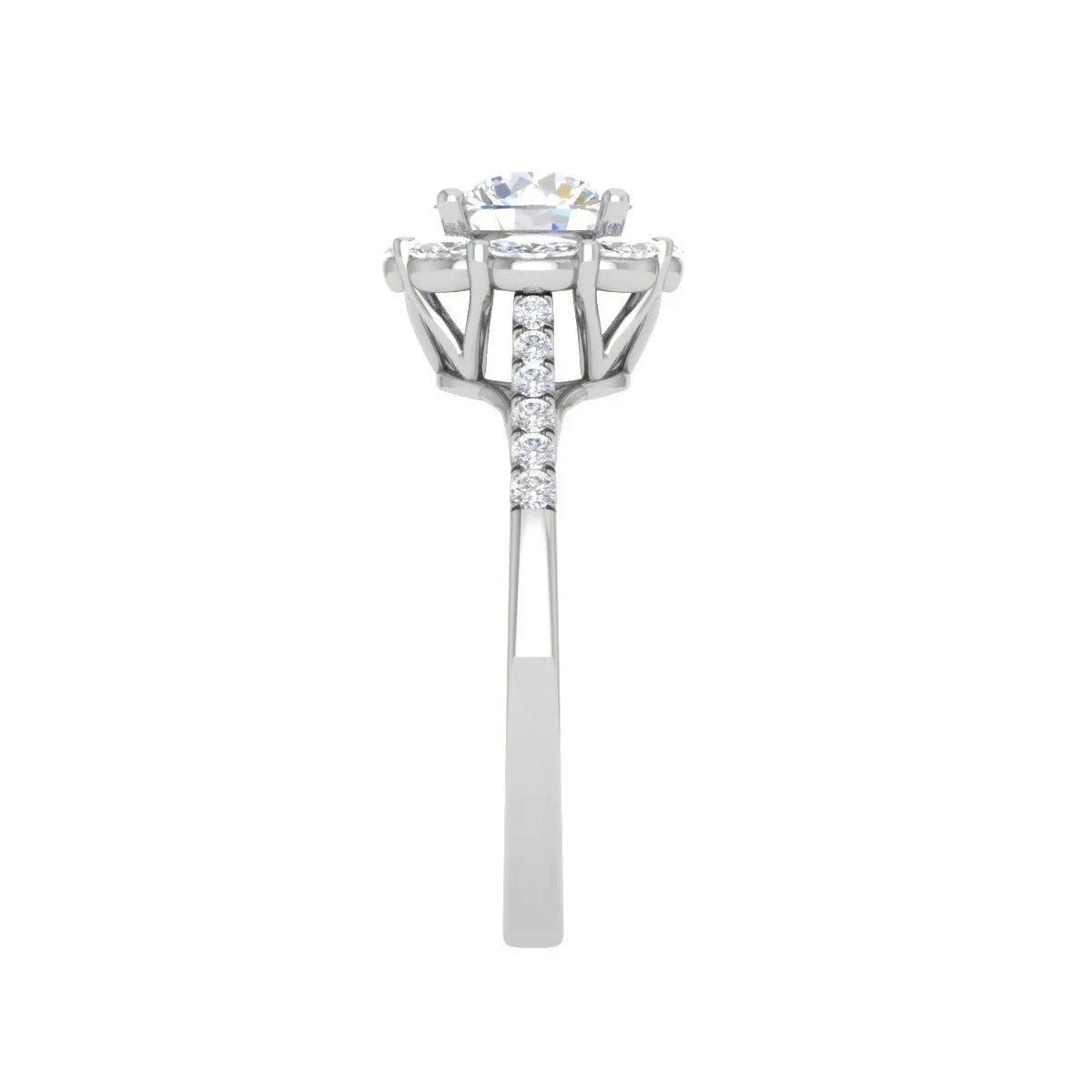 0.50cts Solitaire with Marquise Halo Diamond Shank Platinum Ring JL PT WB5928E