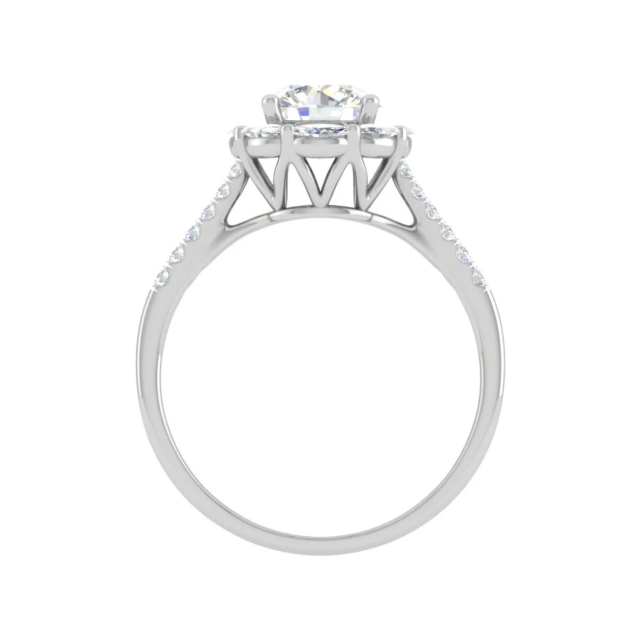 0.50cts Solitaire with Marquise Halo Diamond Shank Platinum Ring JL PT WB5928E