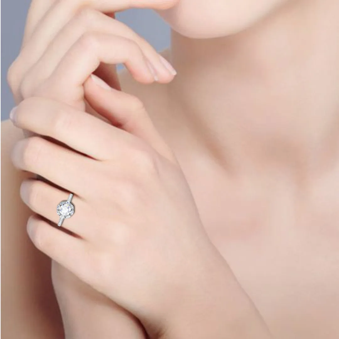 0.50cts Solitaire with Marquise Halo Diamond Shank Platinum Ring JL PT WB5928E