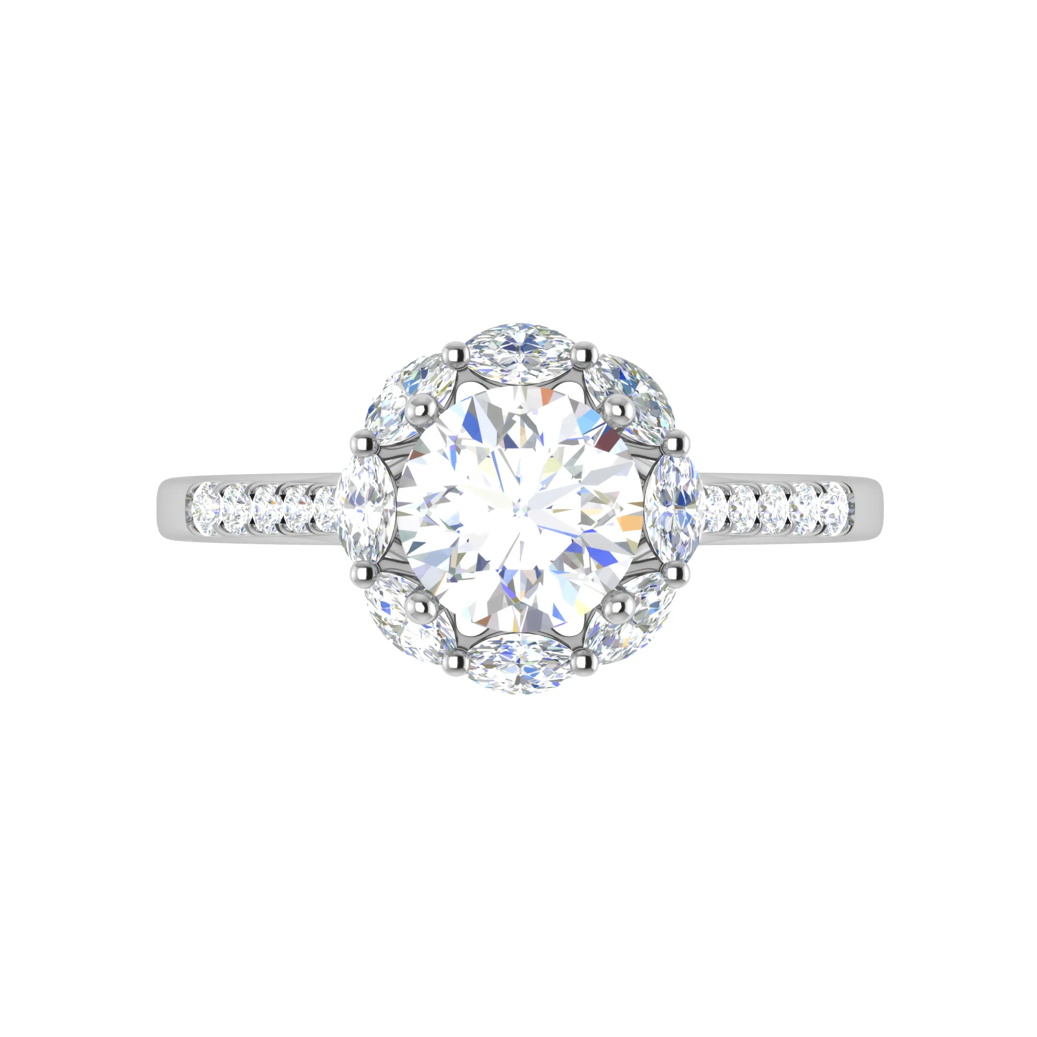 0.50cts Solitaire with Marquise Halo Diamond Shank Platinum Ring JL PT WB5928E
