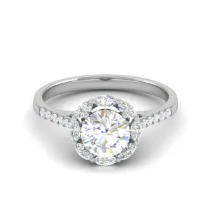 0.50cts Solitaire with Marquise Halo Diamond Shank Platinum Ring JL PT WB5928E