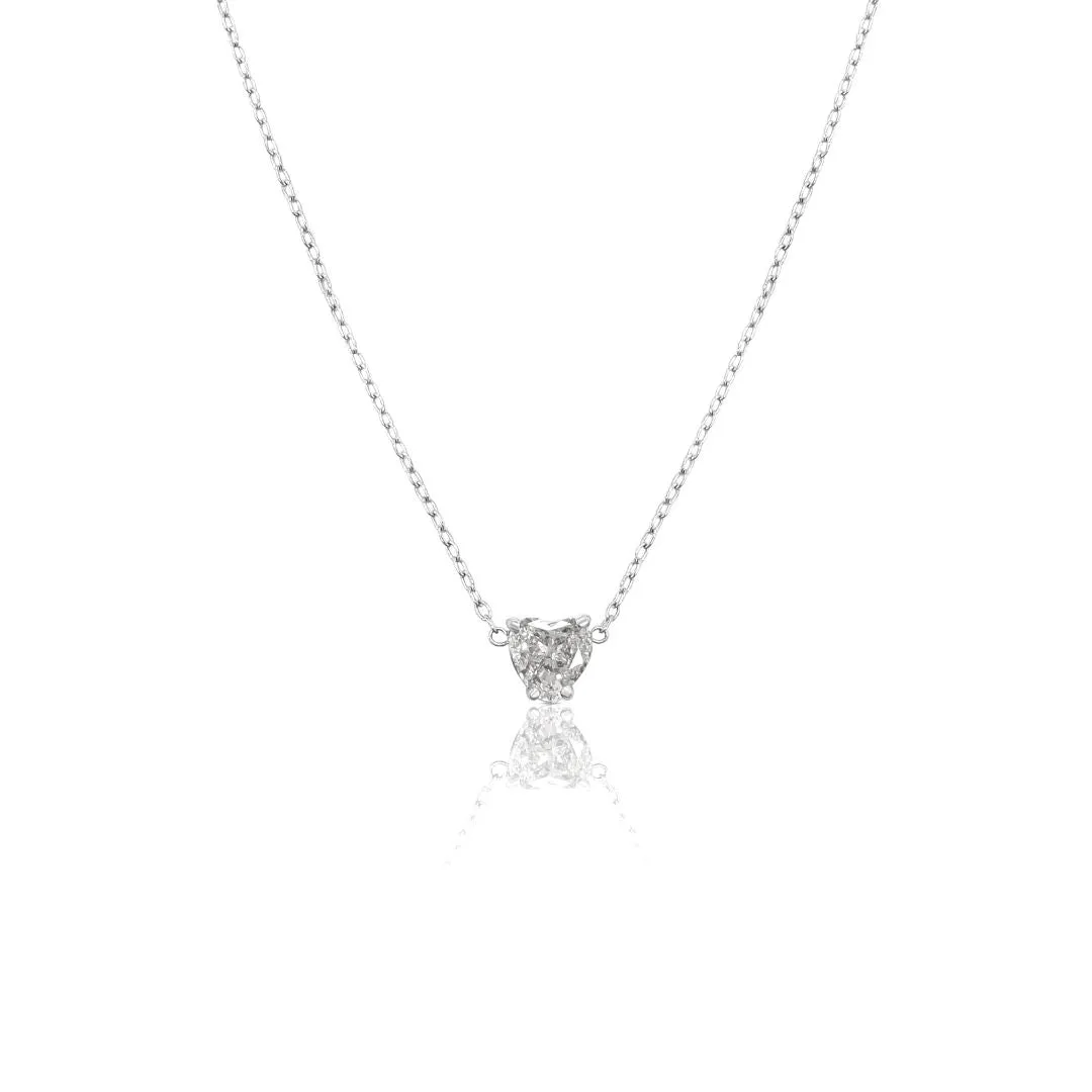 0.51 Carat Heart Shape Diamond Solitaire Pendant 14K White Gold