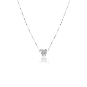 0.51 Carat Heart Shape Diamond Solitaire Pendant 14K White Gold