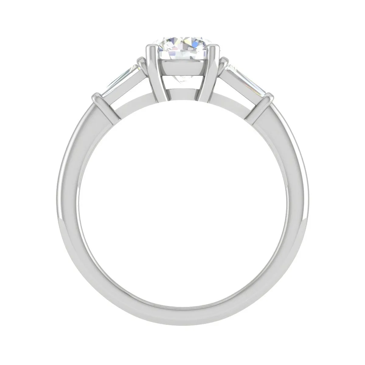 0.70 cts. Platinum Solitaire Diamond Ring with Baguette Accents JL PT R3 RD 118