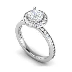 0.70 cts Solitaire Halo Diamond Shank Platinum Ring JL PT RH RD 148