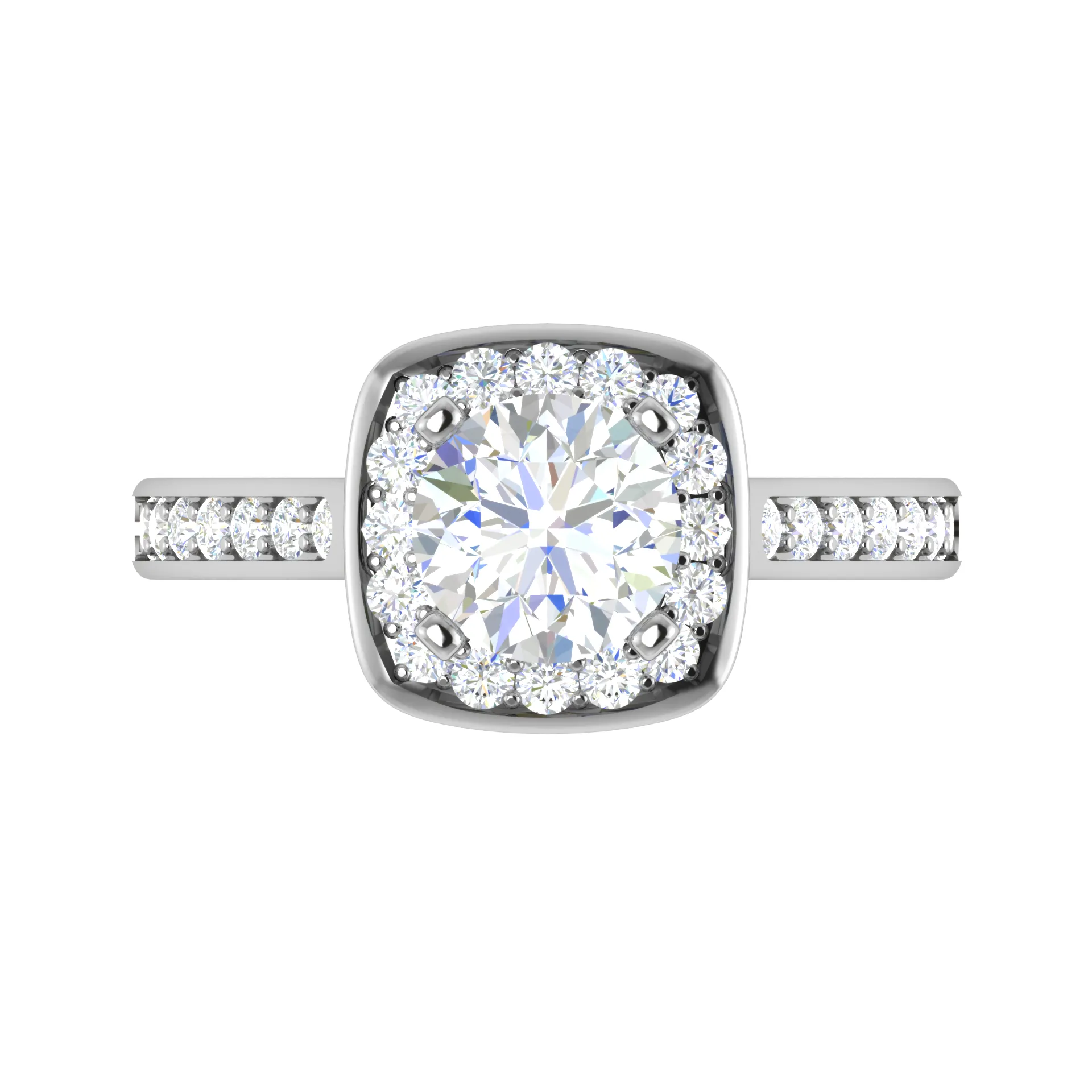 0.70 cts Solitaire Square Halo Diamond Shank Platinum Ring JL PT RH RD 146
