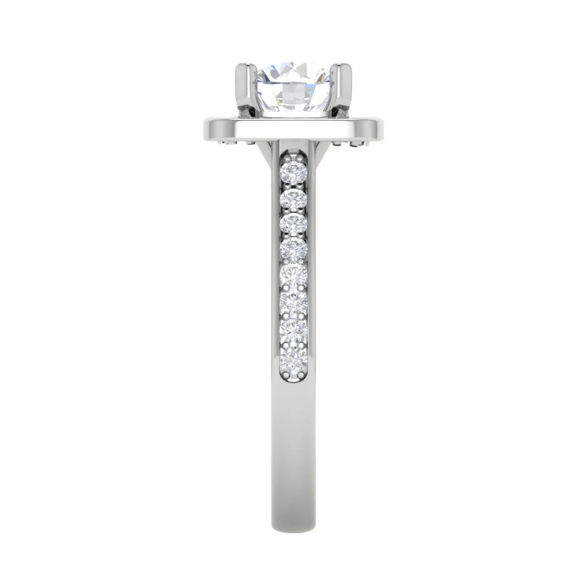 0.70 cts Solitaire Square Halo Diamond Shank Platinum Ring JL PT RH RD 146