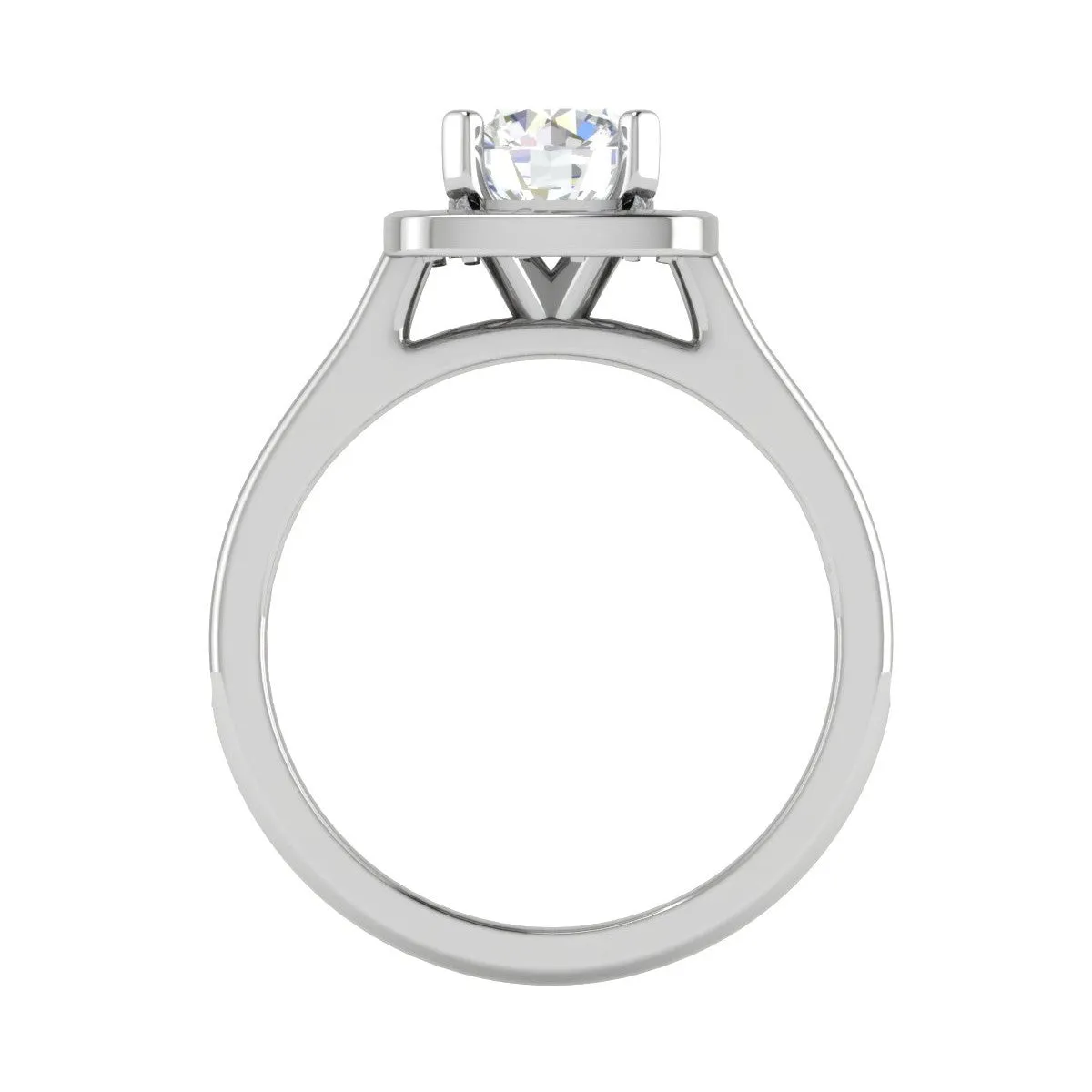 0.70 cts Solitaire Square Halo Diamond Shank Platinum Ring JL PT RH RD 146