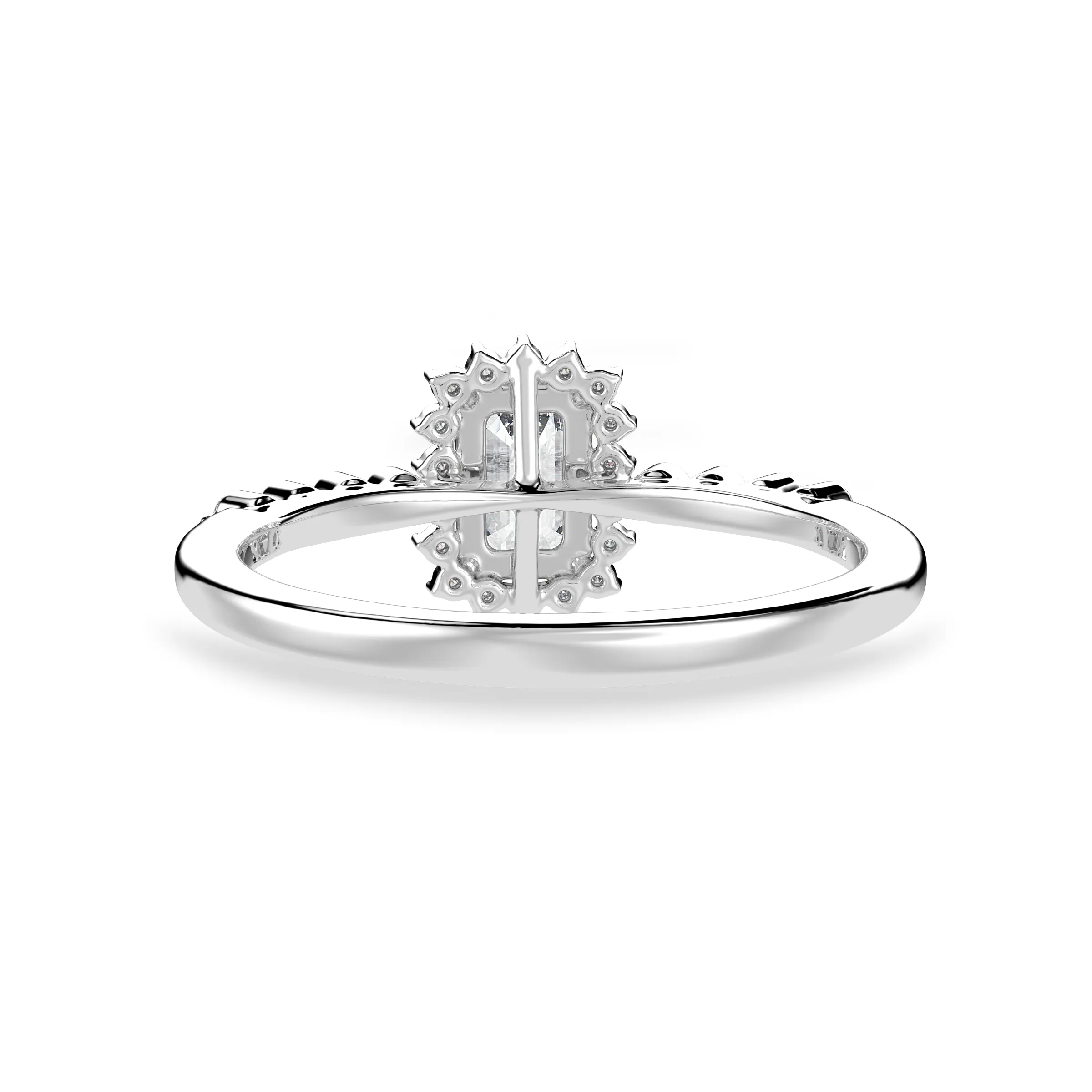 0.70cts Emerald Cut Solitaire Diamond Accents Shank Platinum Ring JL PT 1250-B
