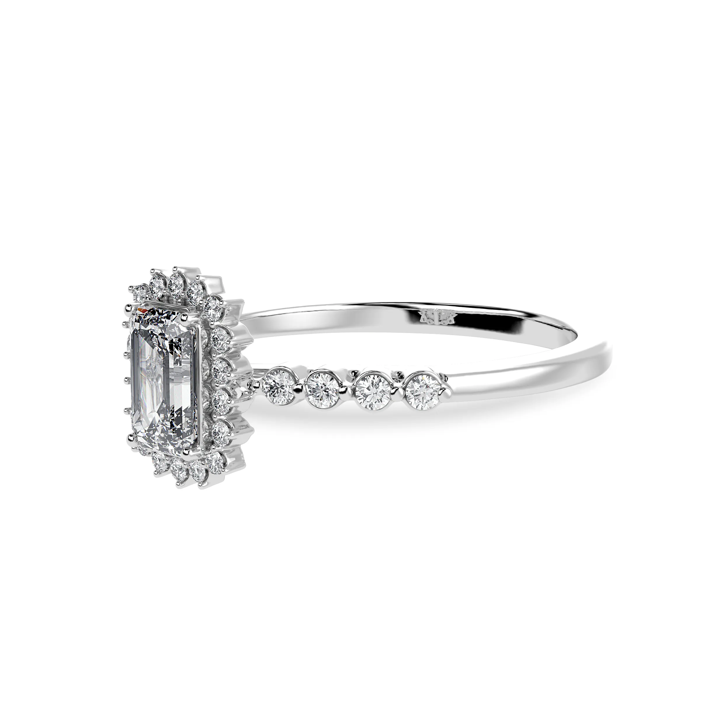 0.70cts Emerald Cut Solitaire Diamond Accents Shank Platinum Ring JL PT 1250-B