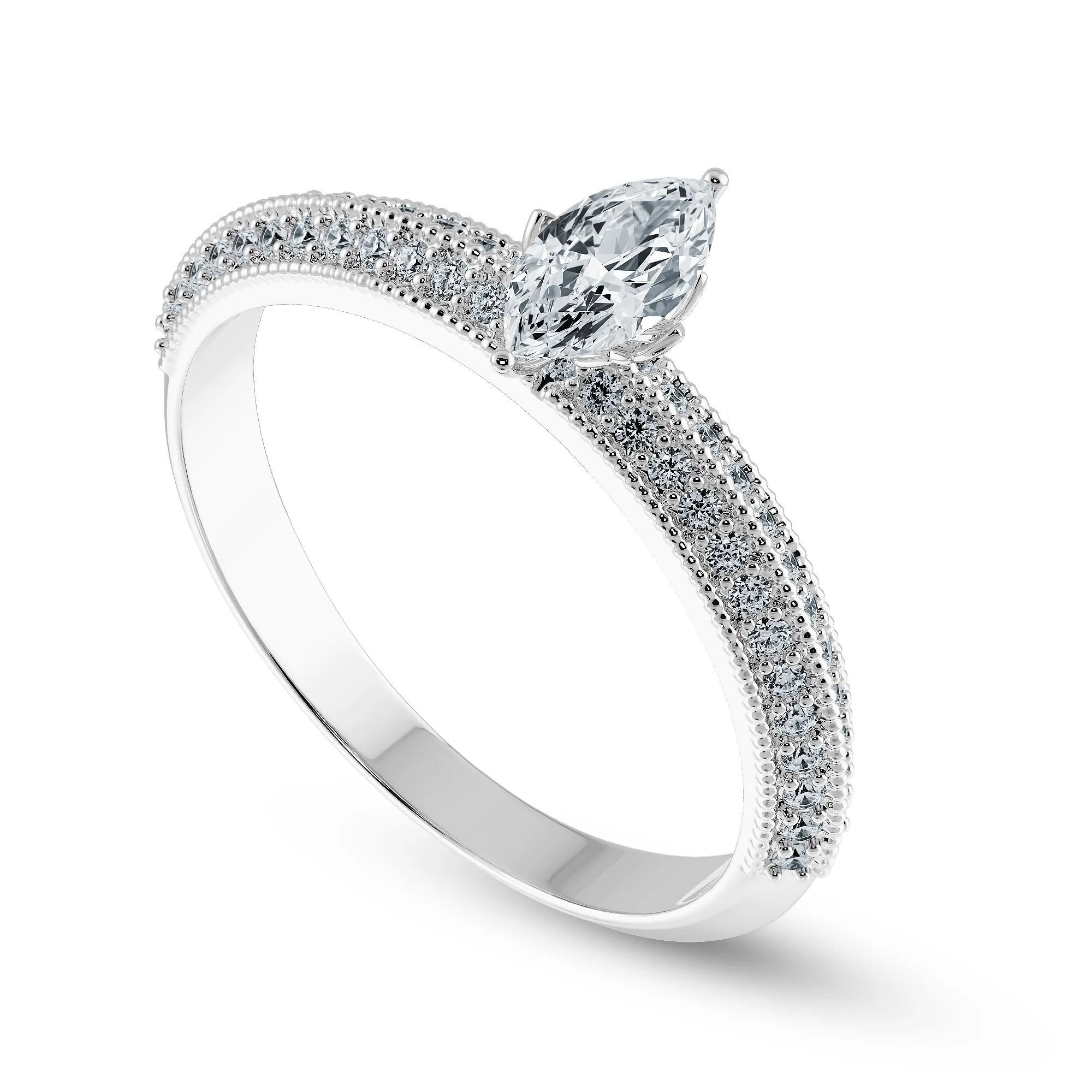 0.70cts Marquise Cut Solitaire Diamond Split Shank Platinum Ring JL PT 1192-B