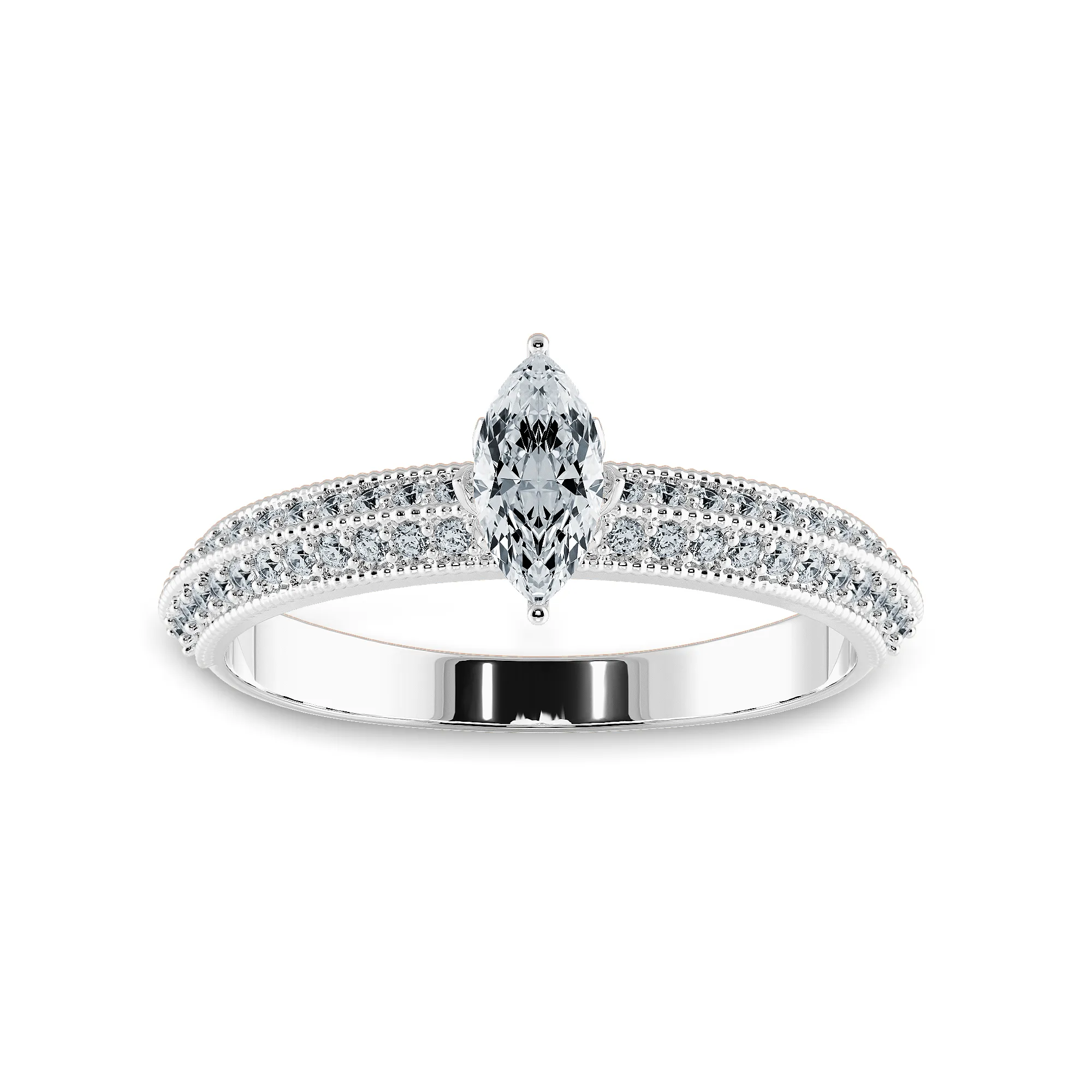 0.70cts Marquise Cut Solitaire Diamond Split Shank Platinum Ring JL PT 1192-B