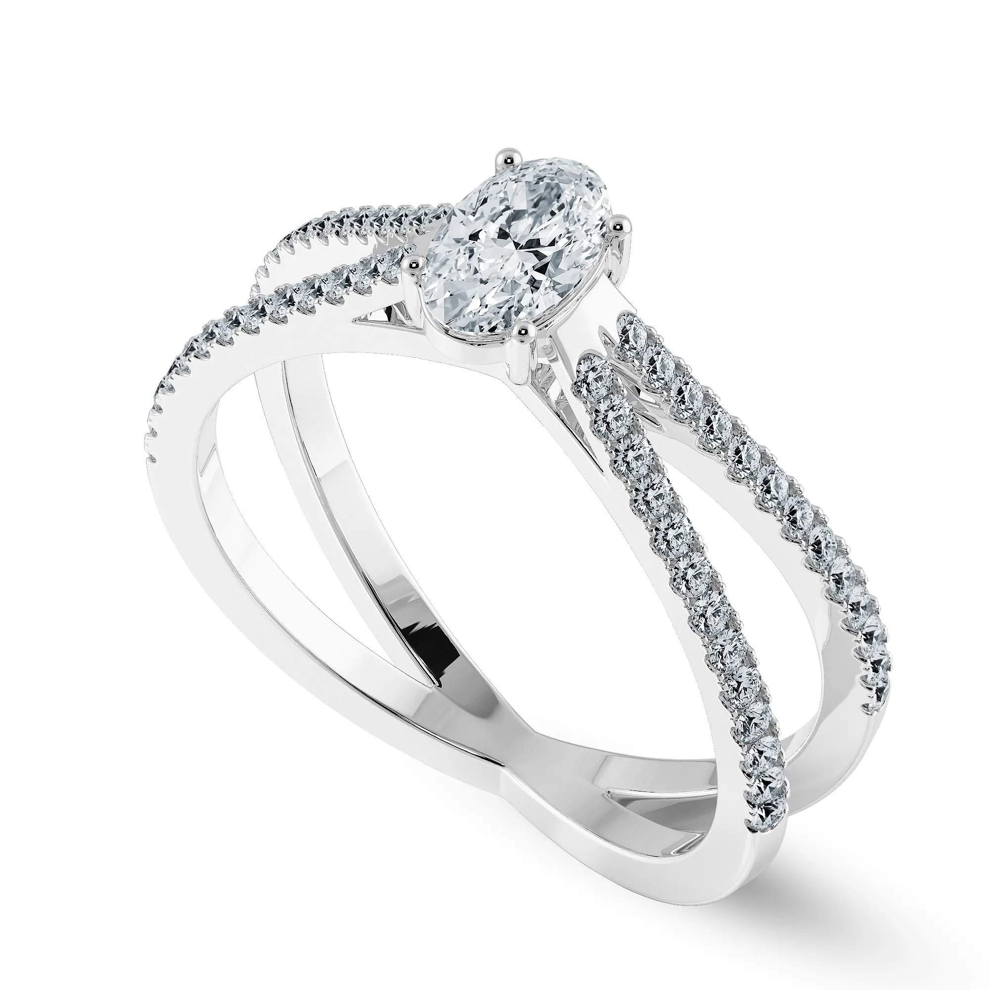 0.70cts Oval Cut Solitaire Diamond Split Shank Platinum Ring JL PT 1174-B