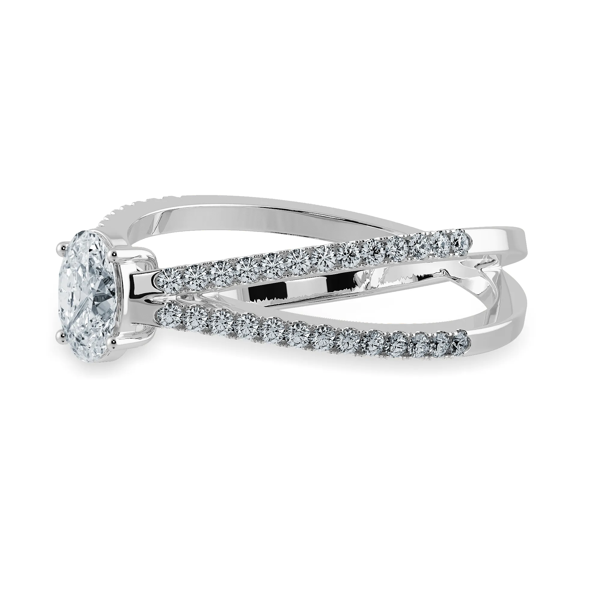 0.70cts Oval Cut Solitaire Diamond Split Shank Platinum Ring JL PT 1174-B