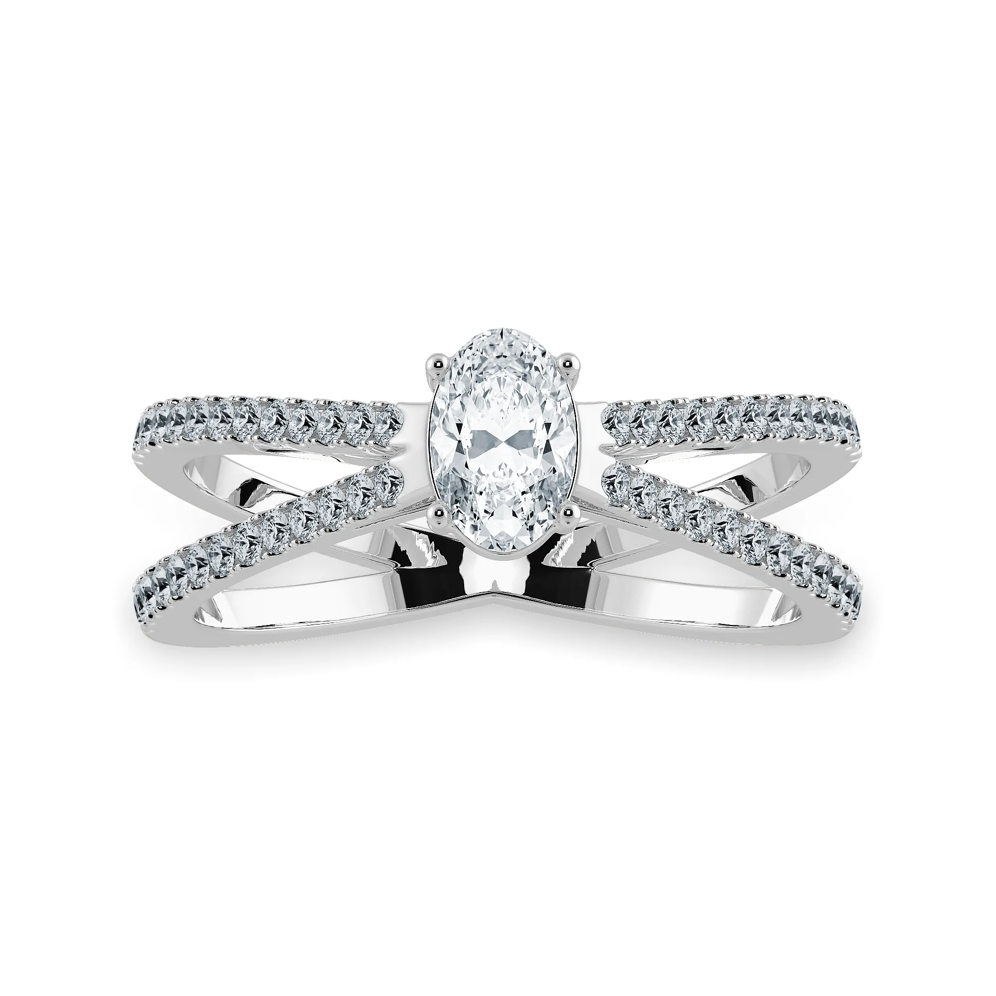 0.70cts Oval Cut Solitaire Diamond Split Shank Platinum Ring JL PT 1174-B