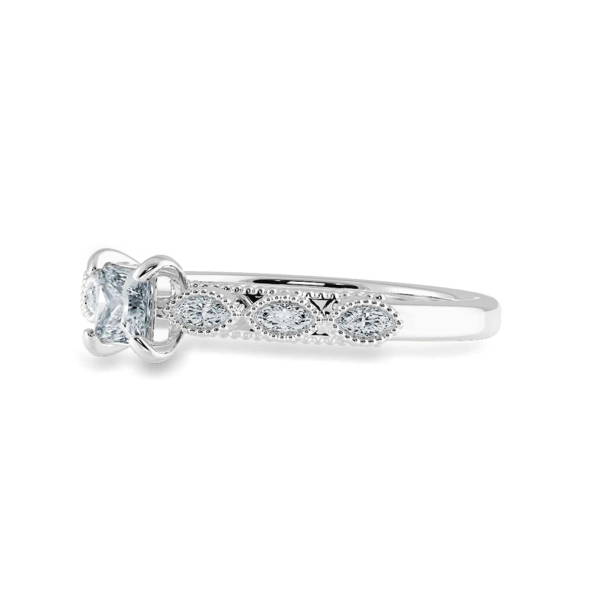0.70cts Princess Cut Solitaire with Marquise Diamond Accents Platinum Ring JL PT 2012-B