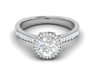 0.70cts Solitaire Platinum Halo Diamond Shank Ring JL PT RH RD 125