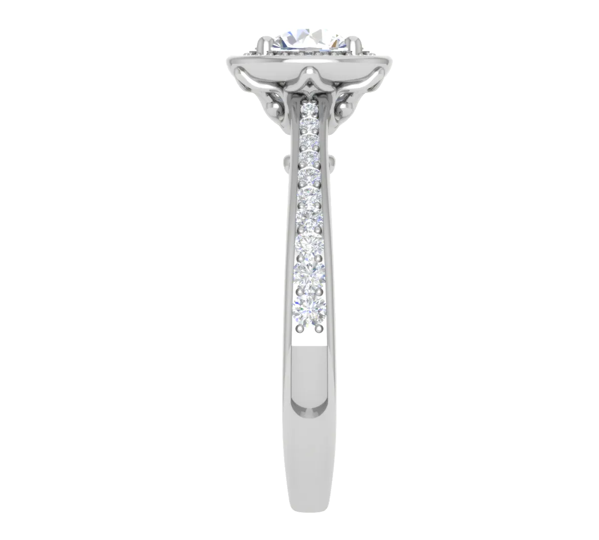 0.70cts Solitaire Platinum Halo Diamond Shank Ring JL PT RH RD 125