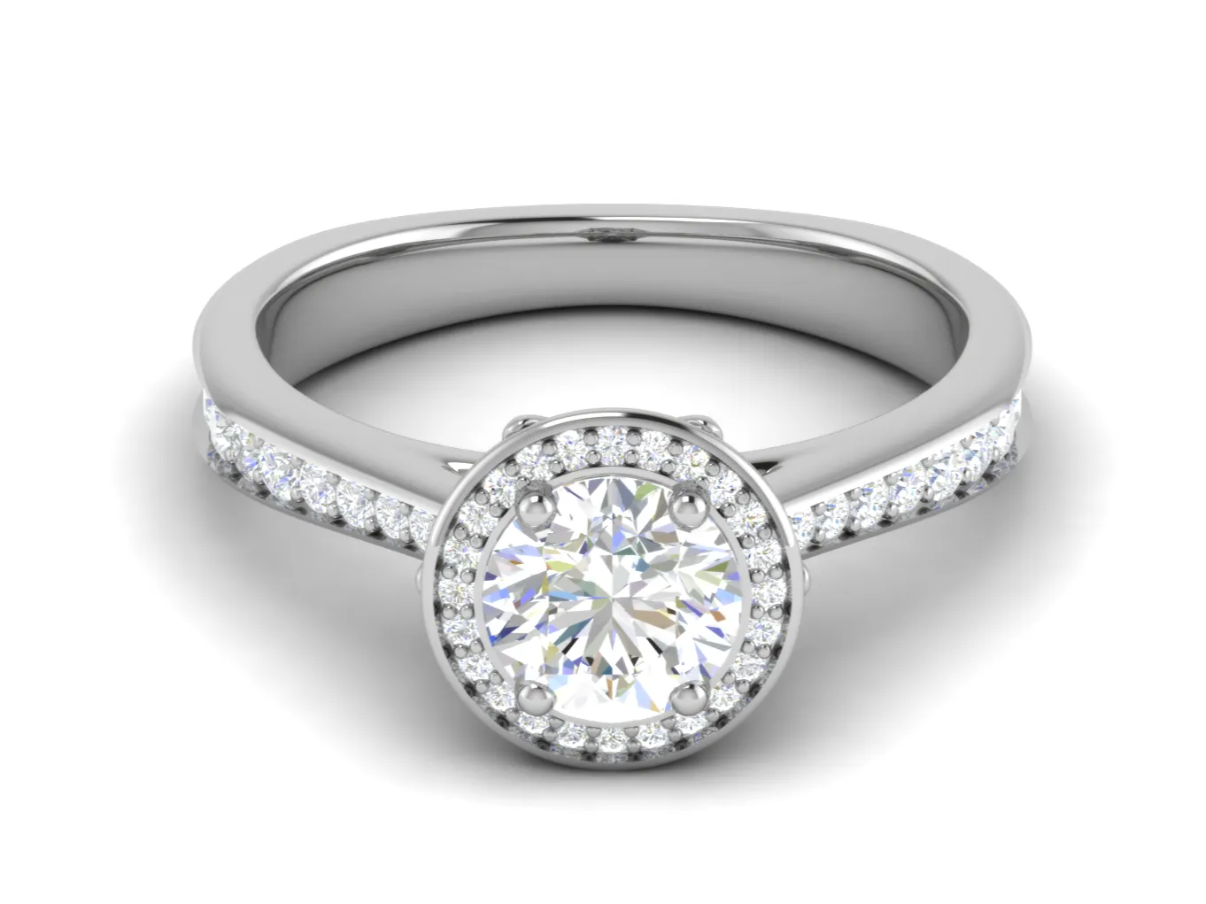 0.70cts Solitaire Platinum Halo Diamond Shank Ring JL PT RH RD 125