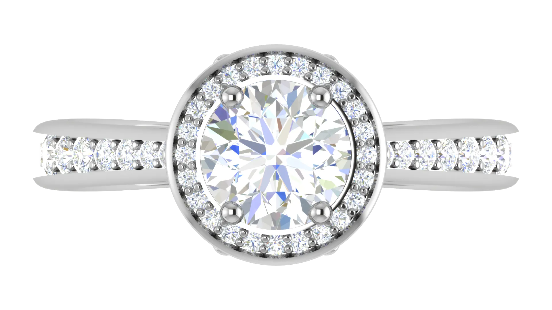 0.70cts Solitaire Platinum Halo Diamond Shank Ring JL PT RH RD 125