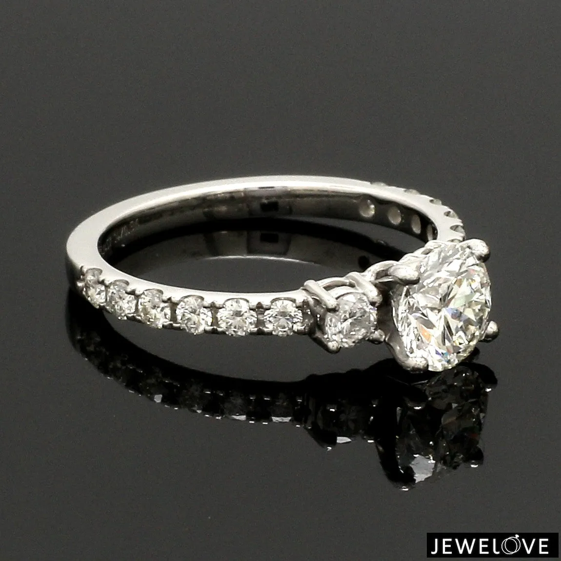 1-Carat Platinum Solitaire Engagement Ring with Diamond Accents JL PT 327-B