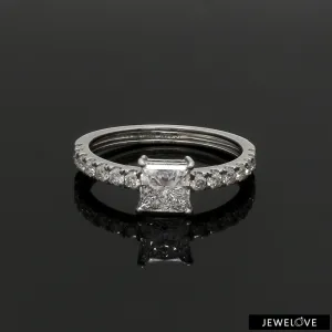1-Carat Princess Cut Solitaire Diamond Shank Platinum Ring JL PT 1313-C