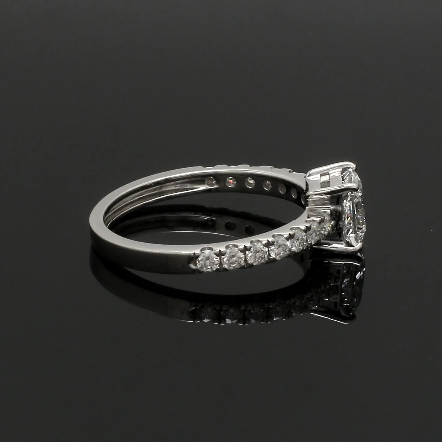 1-Carat Princess Cut Solitaire Diamond Shank Platinum Ring JL PT 1313-C
