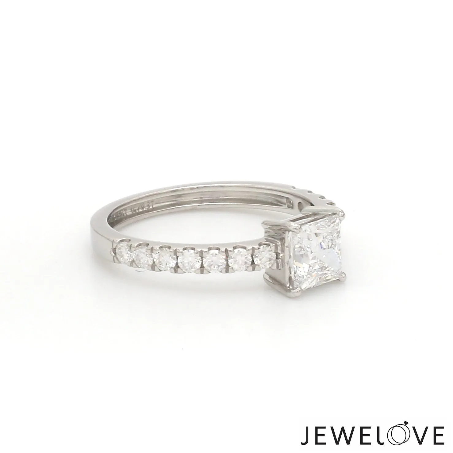1-Carat Princess Cut Solitaire Diamond Shank Platinum Ring JL PT 1313-C