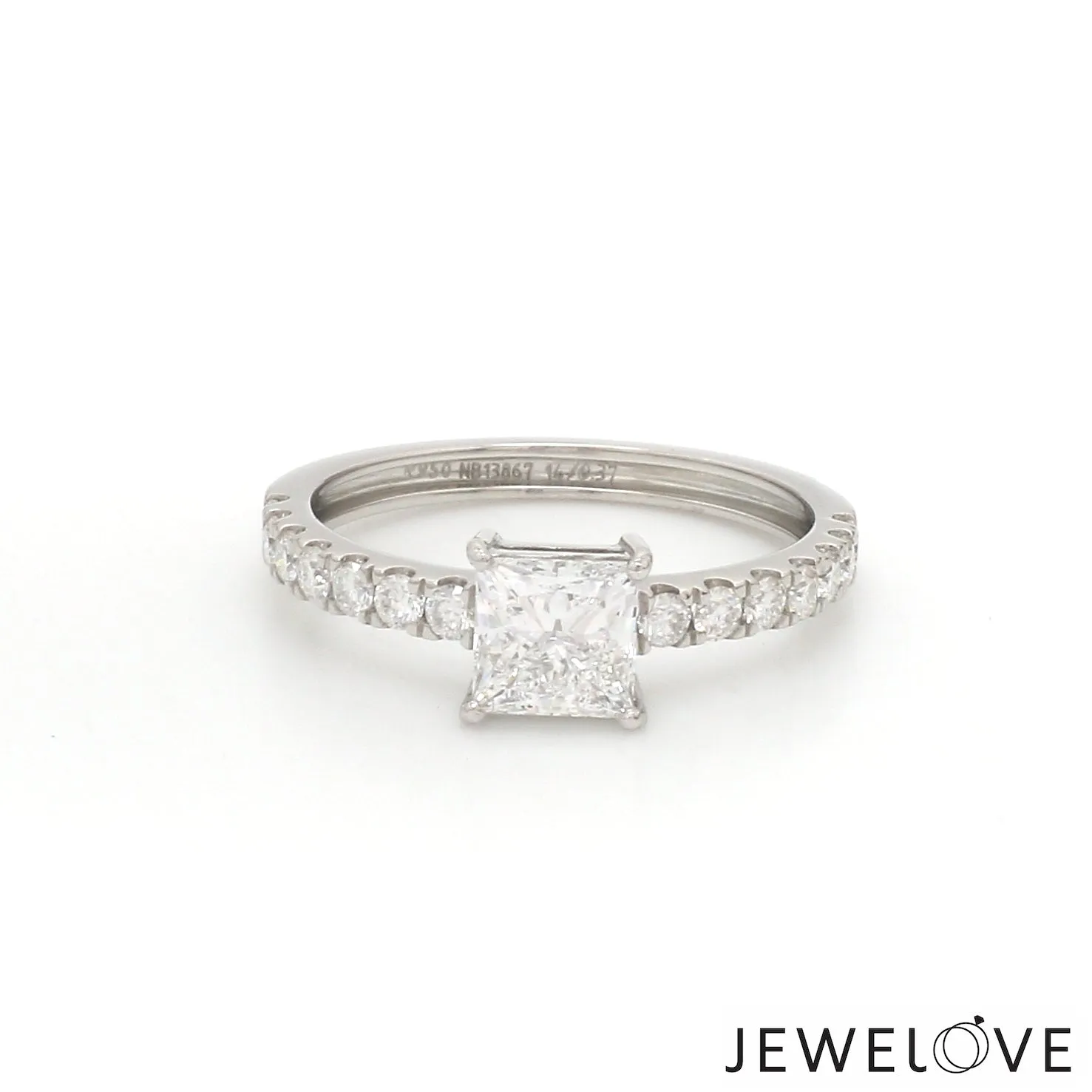 1-Carat Princess Cut Solitaire Diamond Shank Platinum Ring JL PT 1313-C