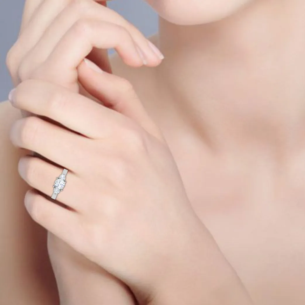 1 Carat Solitaire Diamond Accents  Platinum Ring JL PT R3 RD 140