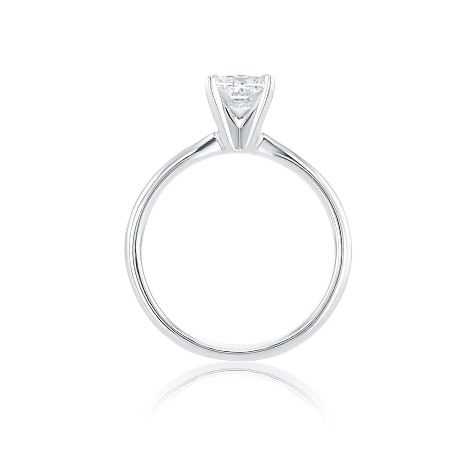 1.00 Carat Princess Diamond Solitaire Ring set in 14K White Gold