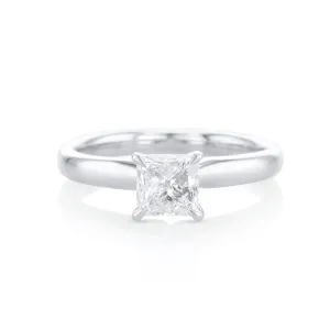 1.00 Carat Princess Diamond Solitaire Ring set in 14K White Gold