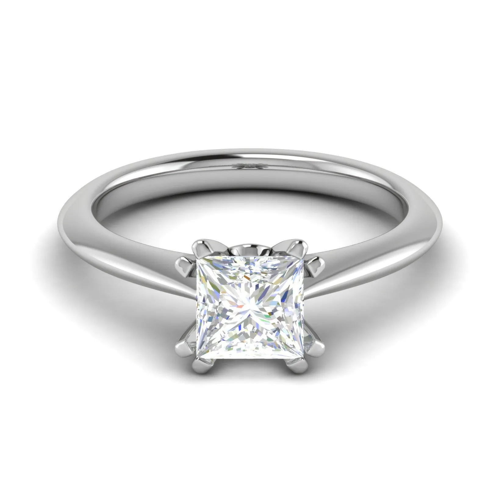 1.00 cts Princess Cut Solitaire Platinum Diamonds Ring JL PT RS PR 120