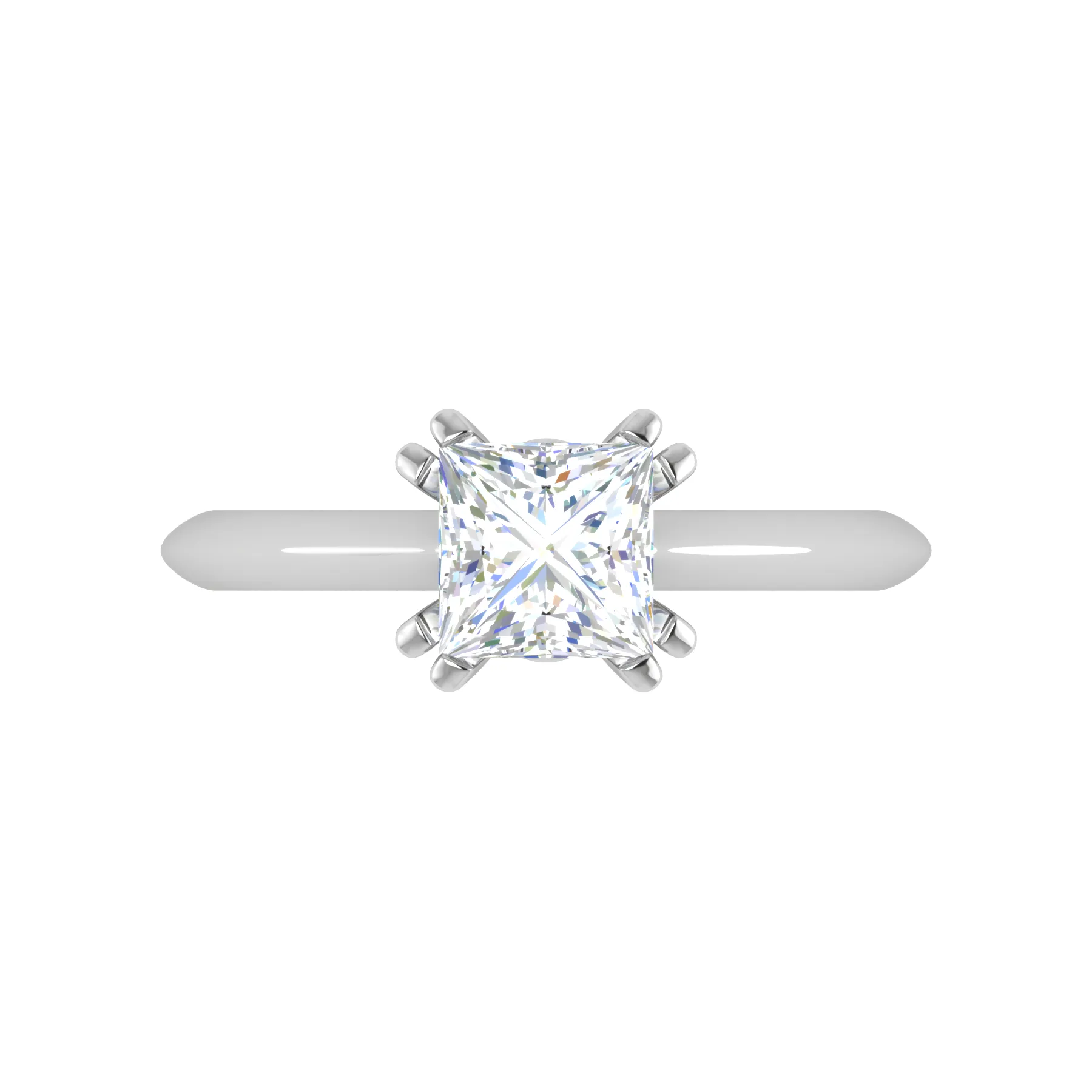 1.00 cts Princess Cut Solitaire Platinum Diamonds Ring JL PT RS PR 120