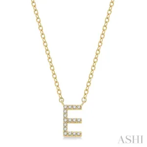 1/20 ctw Initial 'E' Round Cut Diamond Pendant With Chain in 14K Yellow Gold