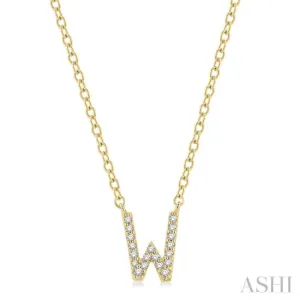 1/20 ctw Initial 'W' Round Cut Diamond Pendant With Chain in 14K Yellow Gold