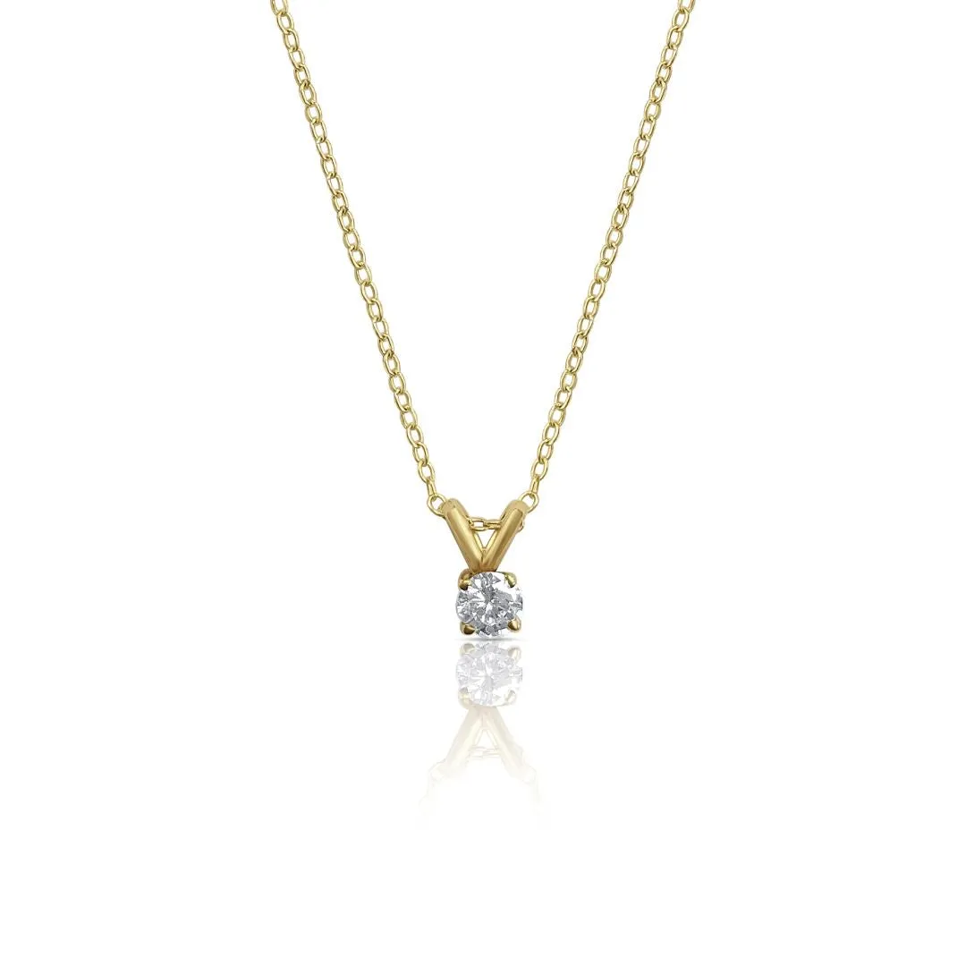 14 Yellow Gold Solitaire Diamond Estate Pendant