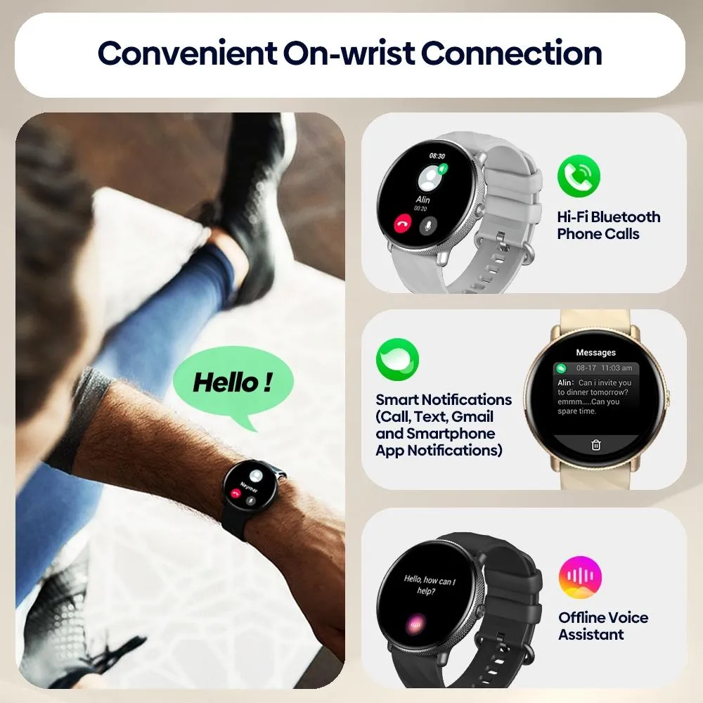 1.43 Inch Screen Voice Calling Smart Watch Support Heart Rate / Blood Pressure / Blood Oxygen