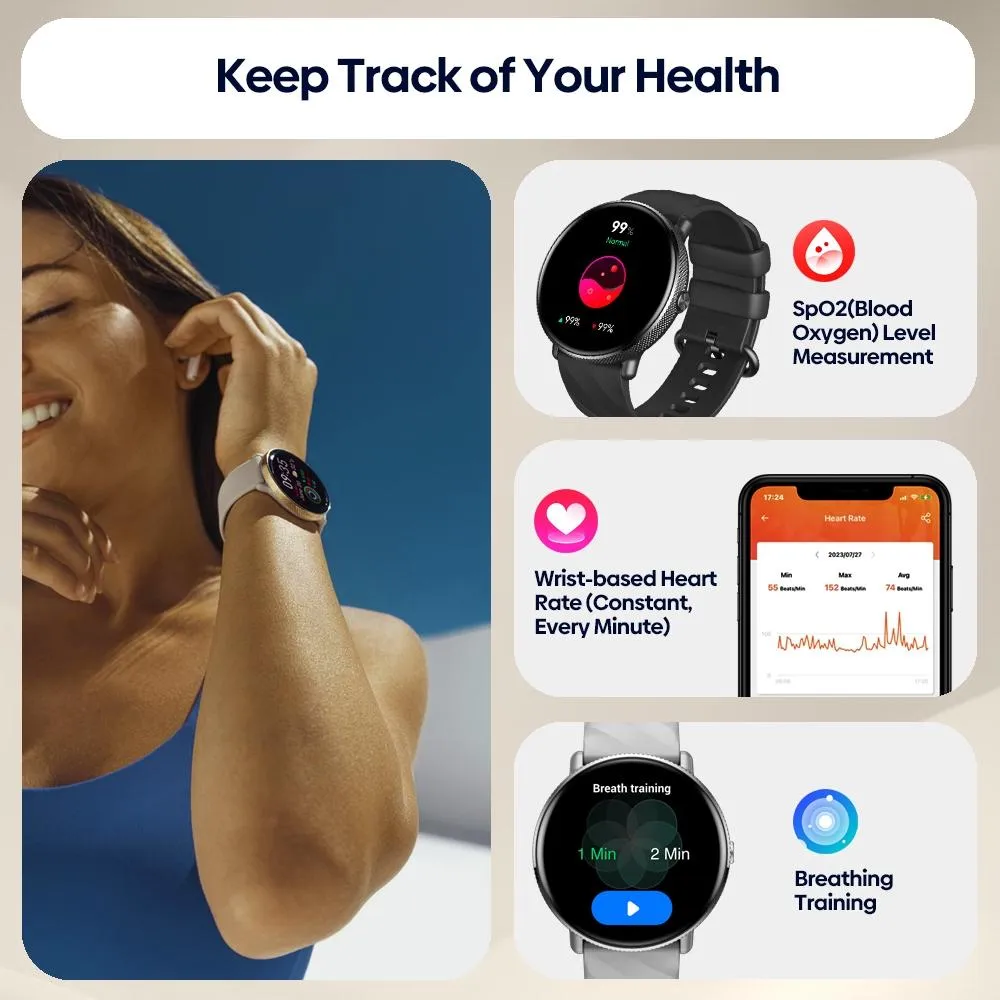 1.43 Inch Screen Voice Calling Smart Watch Support Heart Rate / Blood Pressure / Blood Oxygen